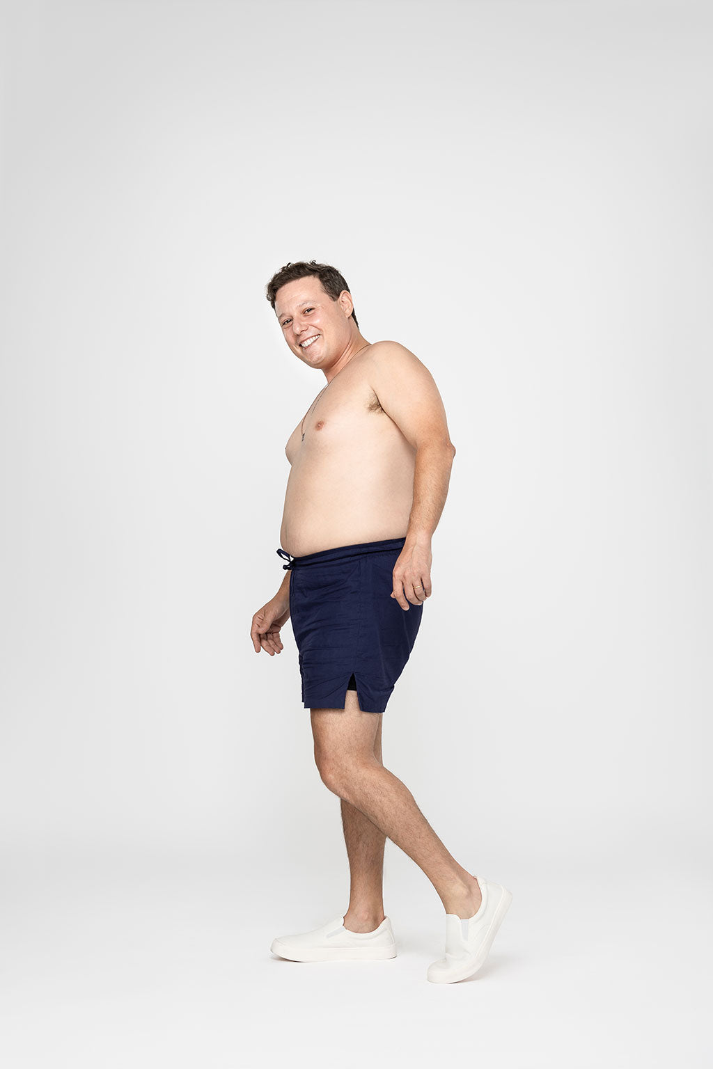 Navy Heirloom Cotton Hand Stitched 0% Synthetic Shorts