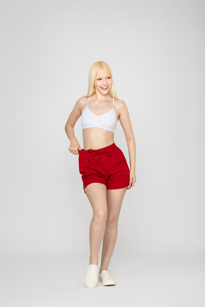 Sun Rise Red Heirloom Cotton Hand Stitched 0% Synthetic Shorts