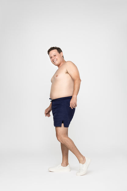 Navy Heirloom Cotton Hand Stitched 0% Synthetic Shorts