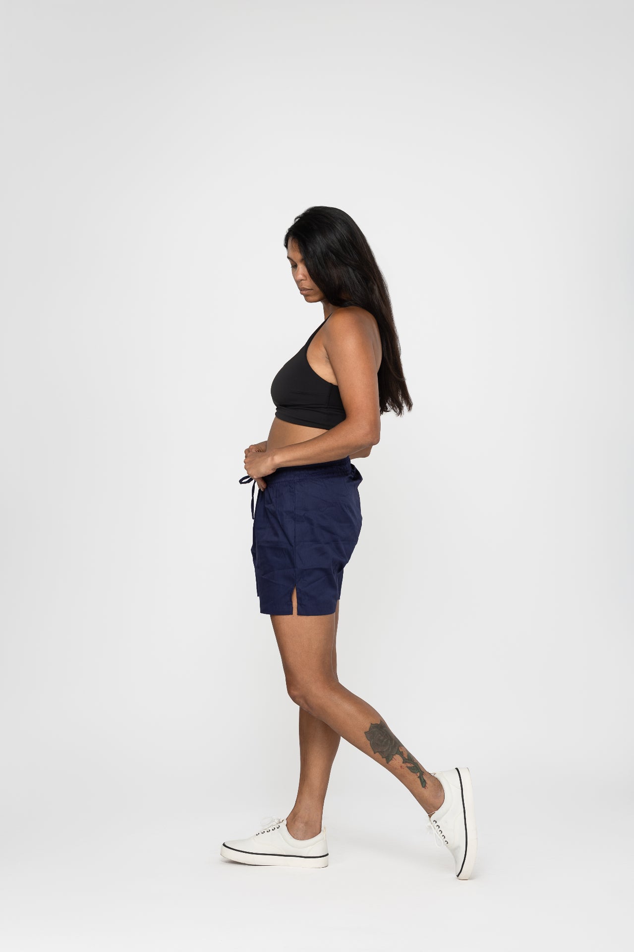 Navy Heirloom Cotton Hand Stitched 0% Synthetic Shorts