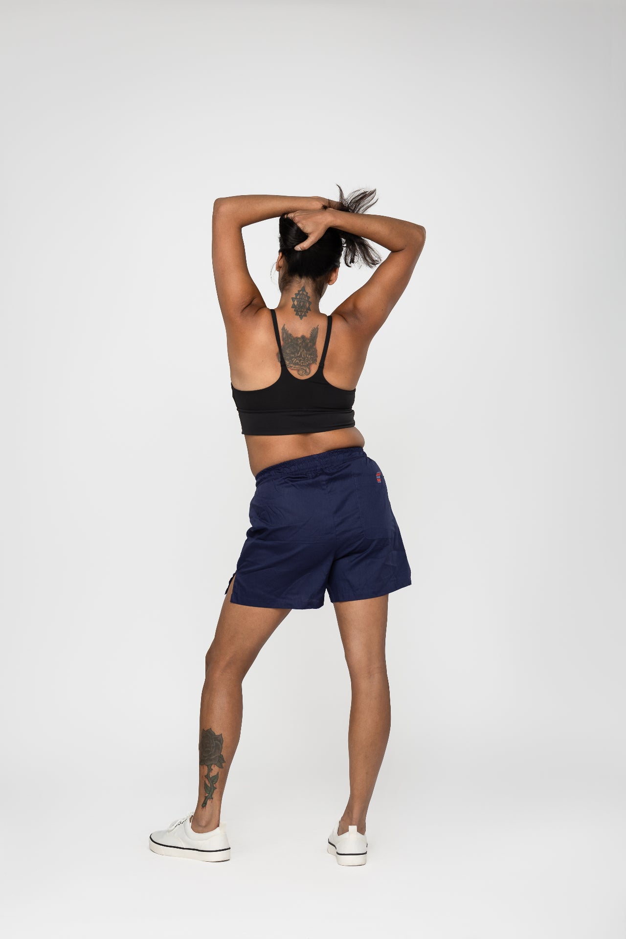 Navy Heirloom Cotton Hand Stitched 0% Synthetic Shorts